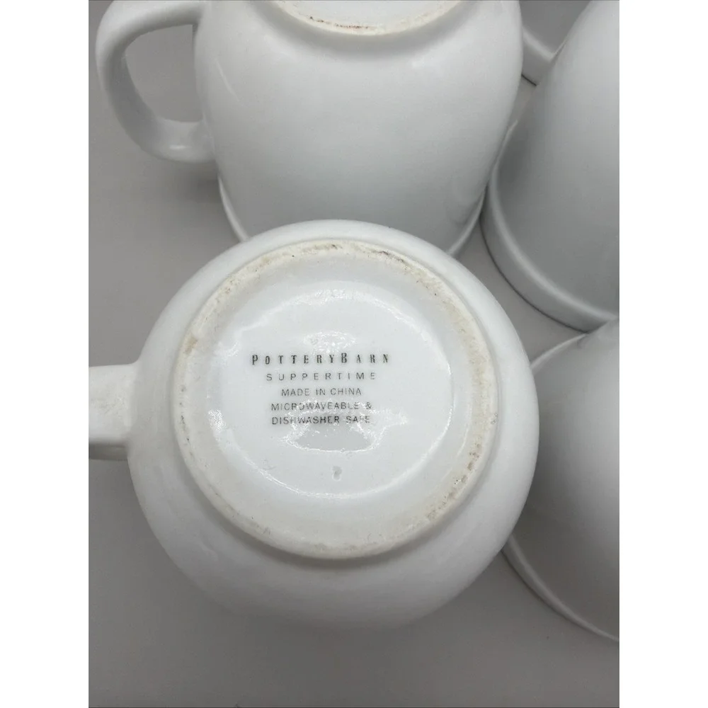 Pottery Barn 8pc White Cafe Coffee Mugs Heavy Thick Restaurant Style Cups